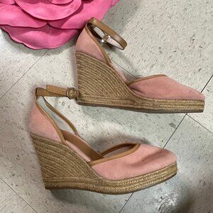 LOUISE ET CIE Lo-Palma Pink‎ Brown Suede Leather Wedge Espadrilles